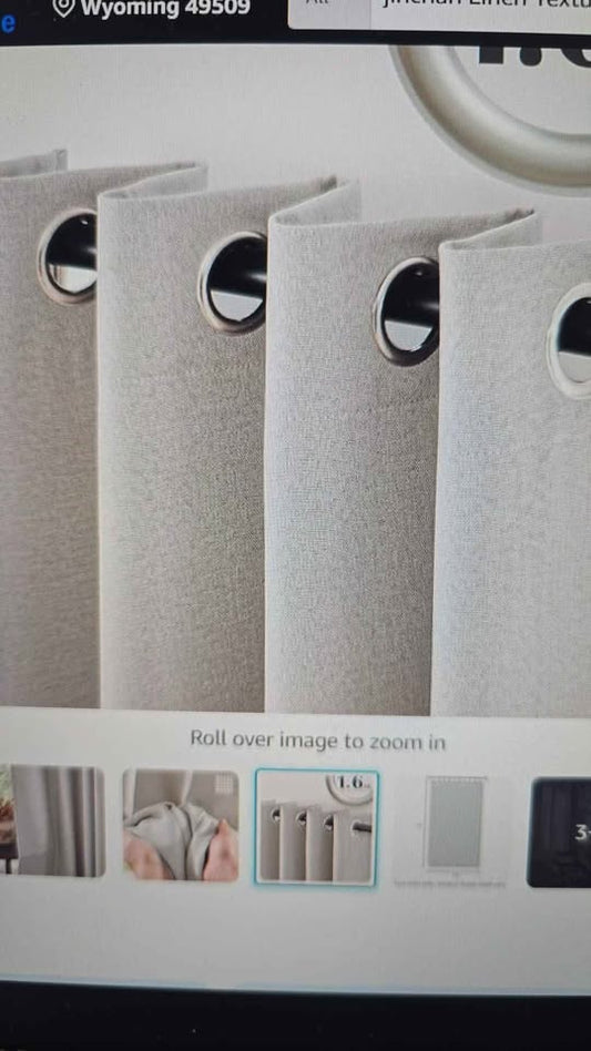Jinchan Stone White Linen Textured Curtain — 52 × 63 in, 1 Panel