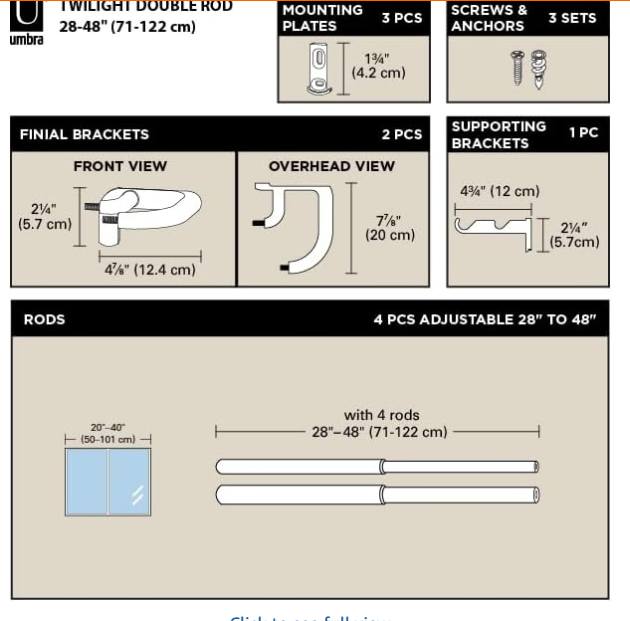 Umbra Twilight Nickel Double Curtain Rod — 88–144 in