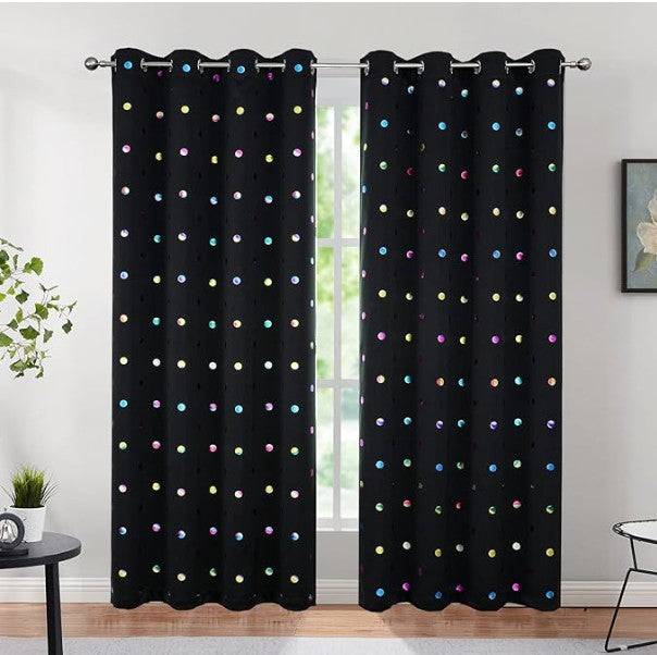 Urban Lotus Metallic Polka Dot Blackout Curtains — 52 × 84 in