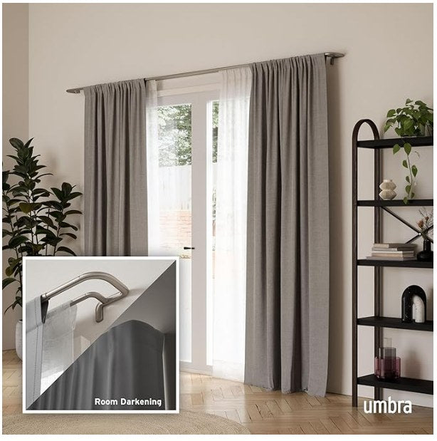 Umbra Twilight Nickel Double Curtain Rod — 88–144 in