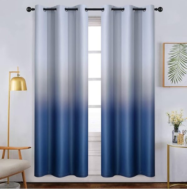 Yakamok White & Blue Ombre Curtains — 42 × 63 in