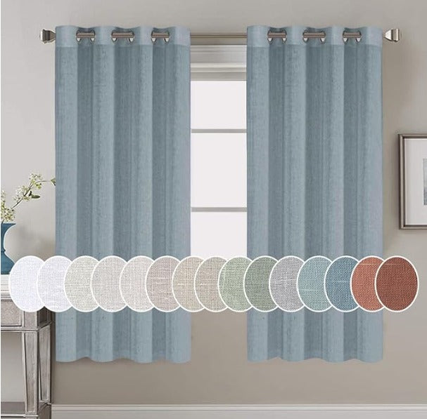 H.VERSAILTEX Stone Blue Linen Curtains — 52 × 72 in, 2 Panels