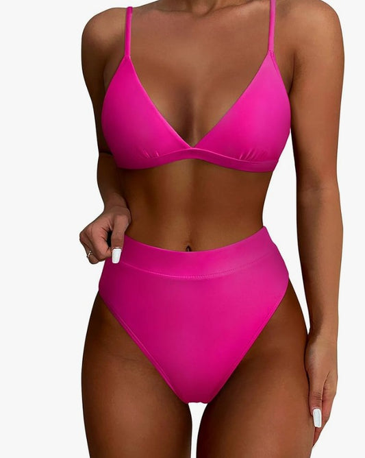 SUUKSESS High-Waisted Triangle Bikini Set – Violet Purple, Large – NWT