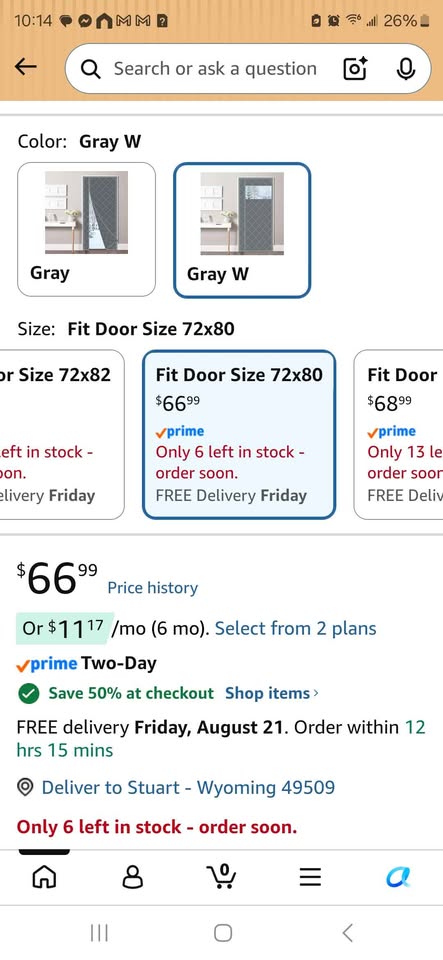 Anze Grey Magnetic Insulated Door Curtain — Fits 72 × 80 in Door