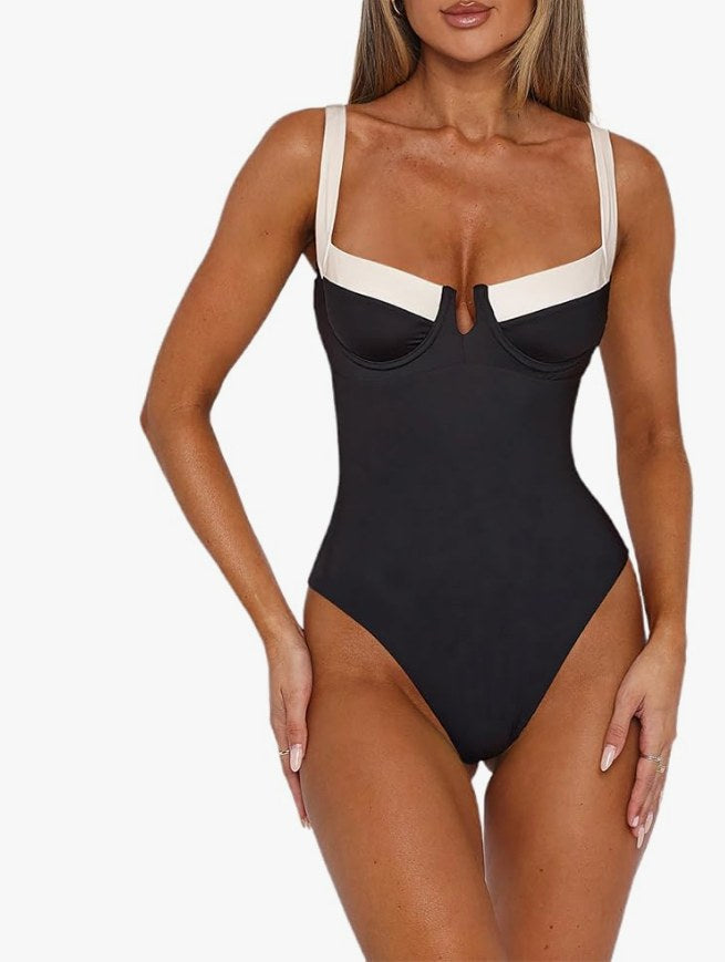 HYPERFIRE Underwire One-Piece Swimsuit – Black and White, XS – New