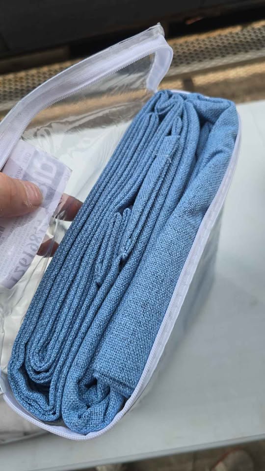 EMEMA Dusty Blue Linen Blackout Curtains — 52 × 96 in, 2 Panels