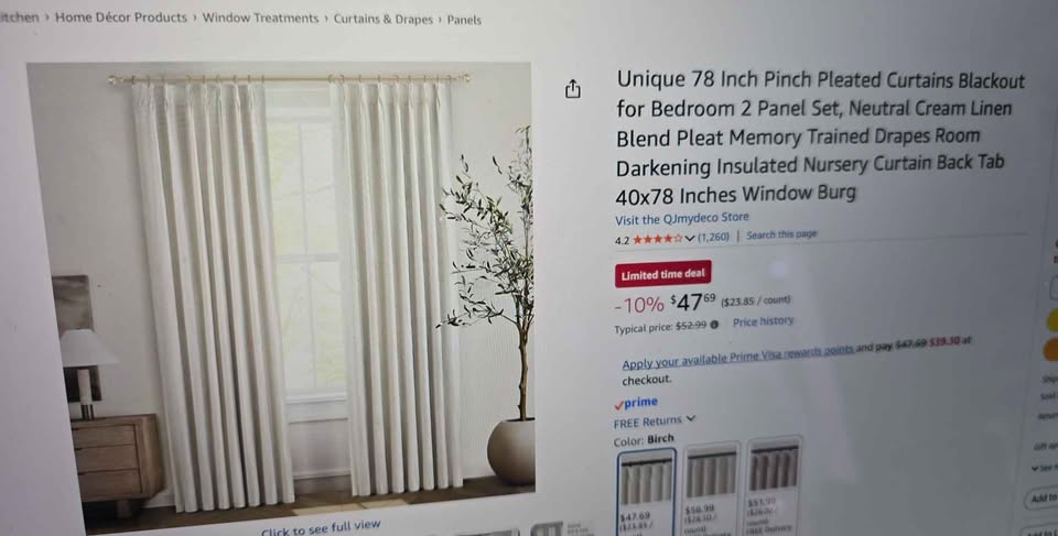 QJmydeco Pinch Pleated Blackout Curtains — 40 × 78 in, 2 Panels