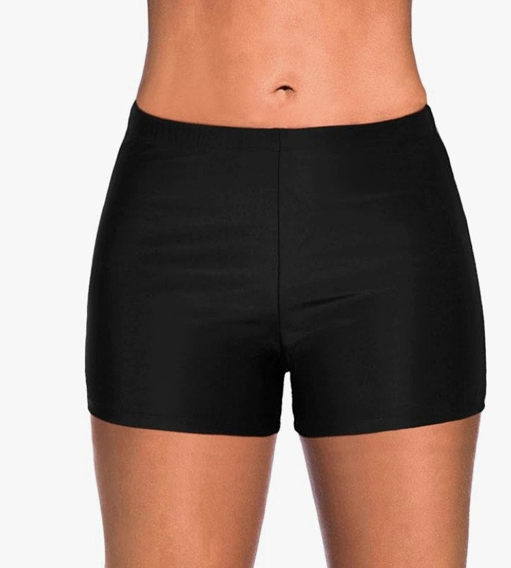 Yonique Women’s Swim Shorts – Black, XXL – New with Tags