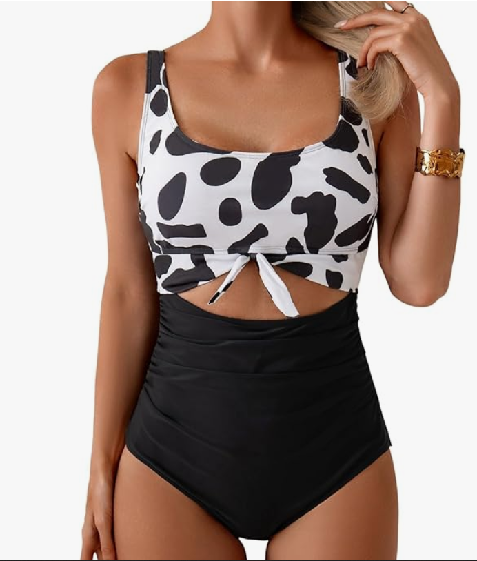 Eomenie Tie-Knot Cutout One-Piece Swimsuit – Black, XL – NWT