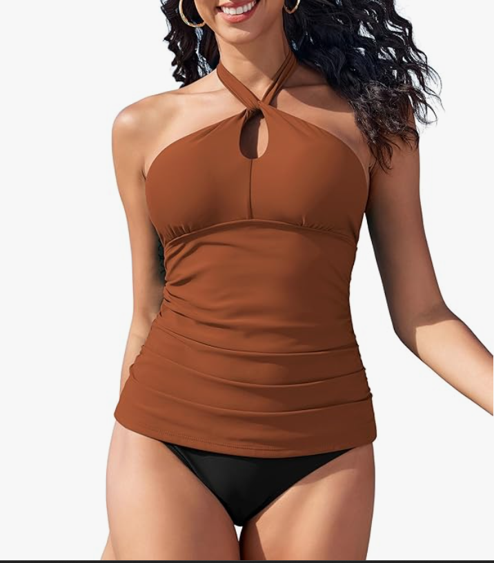 ZAFUL Crisscross Two-Piece Tankini – Brown and Black, XL – NWT