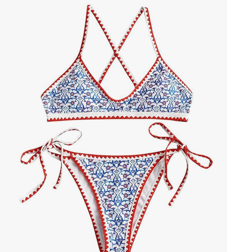 ZAFUL Bohemian Cross-Back Bikini Set – Multicolor, Medium – NWT