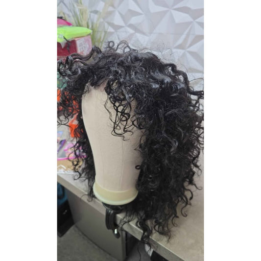New Gorgius Veralux Blend Shaggy Natural Black W/ Bangs Premium Fiber & Remy Human Hair Blended