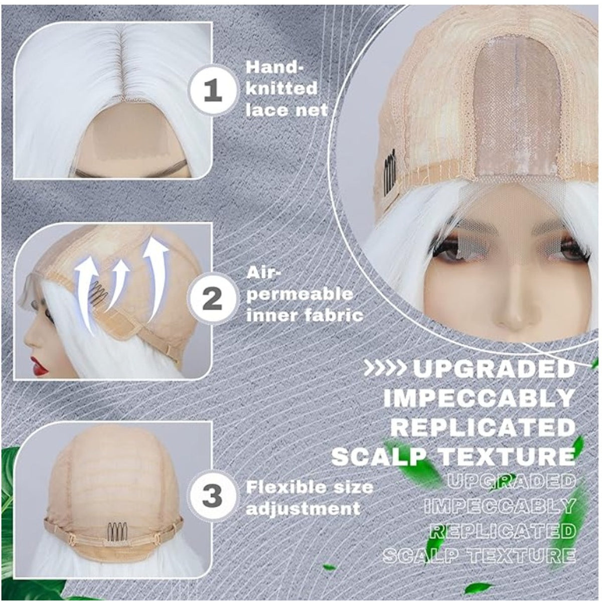 BUPPLER Cosplay Long White Wig 28 Inch Middle Part Synthetic Wig Realistic