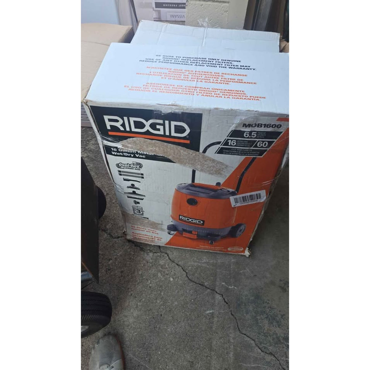RIDGID MOB1600 16-Gallon 6.5 HP Wet/Dry Shop Vac with Detachable Blower — New