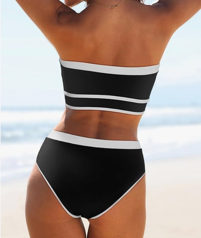 Yonique Bandeau Bikini Set – Black, XXL – New with Tags