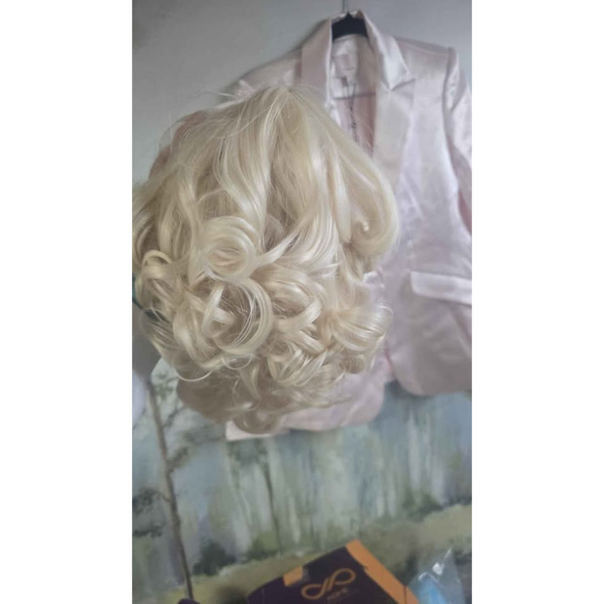 ANOGOL Hair Cap+ 13 * 1 Middle Part Light Blonde Lace Front Wig Synthetic Hair Short Curly Bob