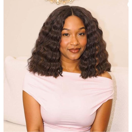 Quantum Love V part Curly Wavy Wigs Short Bob Loose Curly