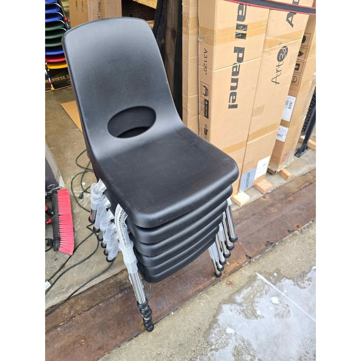 FDP 16" School Stack Chair, Stacking Student Seat with Chromed Steel Legs and Ball Glides