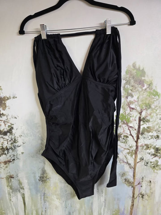 EastElegant Maternity Halter One-Piece Swimsuit – Black, Medium – New