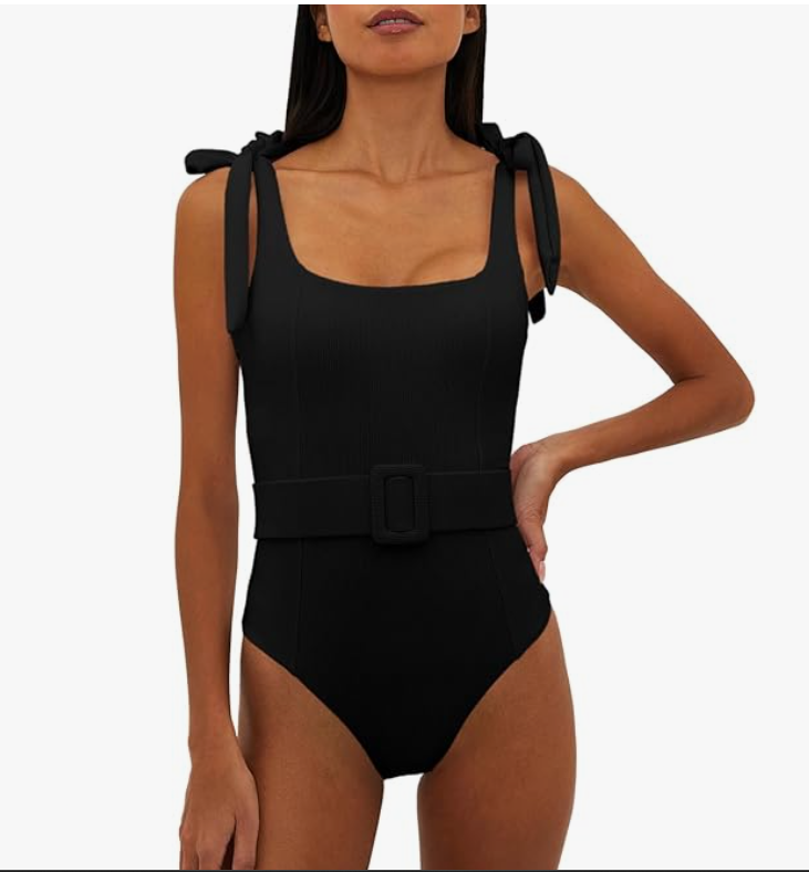 Saodimallsu Knit One-Piece Swimsuit – Black, Small – New