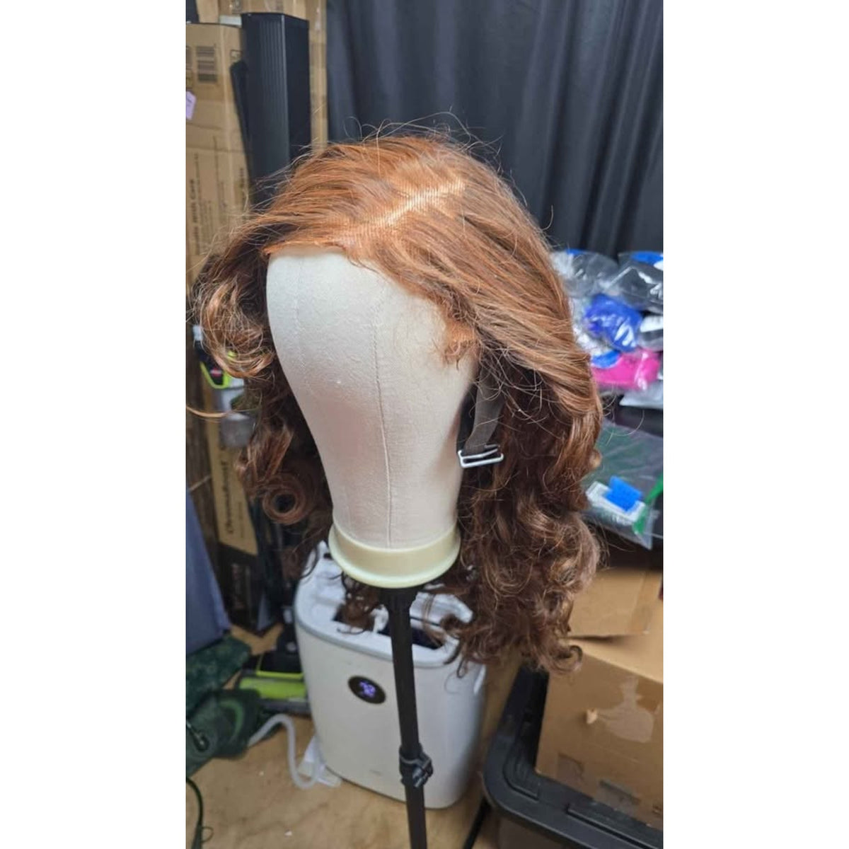 FELEK Ombre Brown Long Synthetic Loose Wave Lace Front Wig 13 x 6 Pre Plucked 24"
