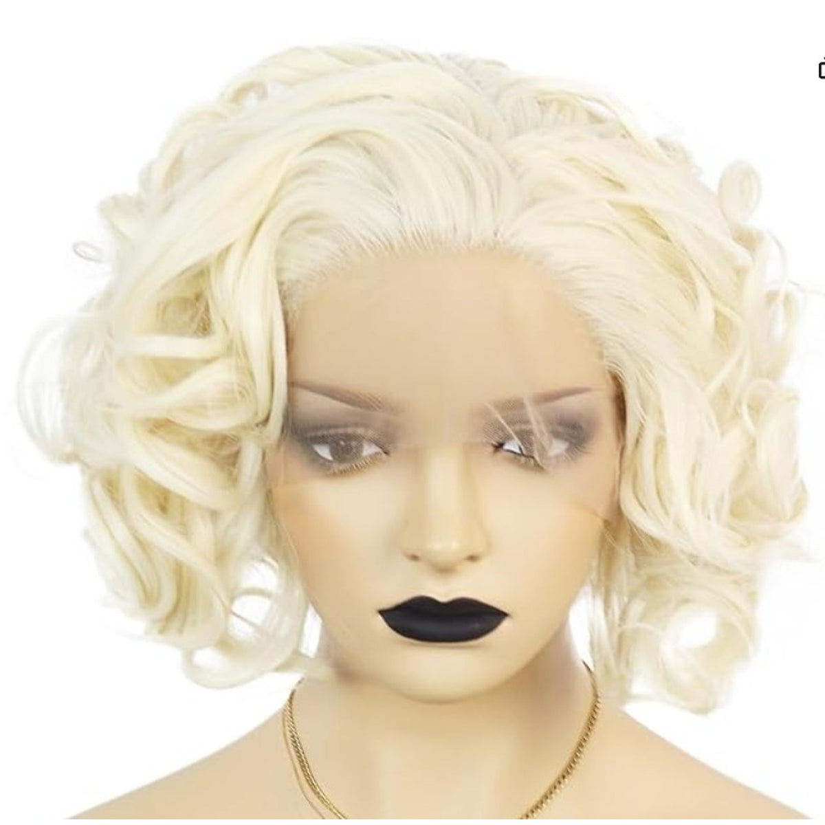 ANOGOL Hair Cap+Blonde Lace Front Wig Short Bob Curly Synthetic Hair Blonde Lace Front Wig 613