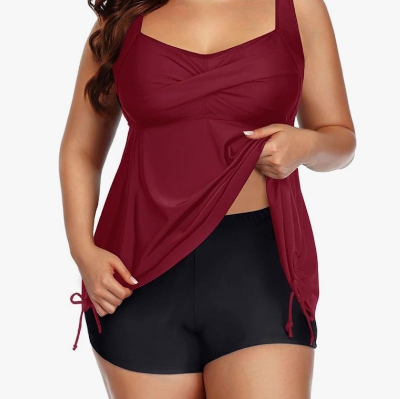 Aqua Eve Tankini Swimdress & Shorts Set – Wine Red, 12W (Large) – New with Tags