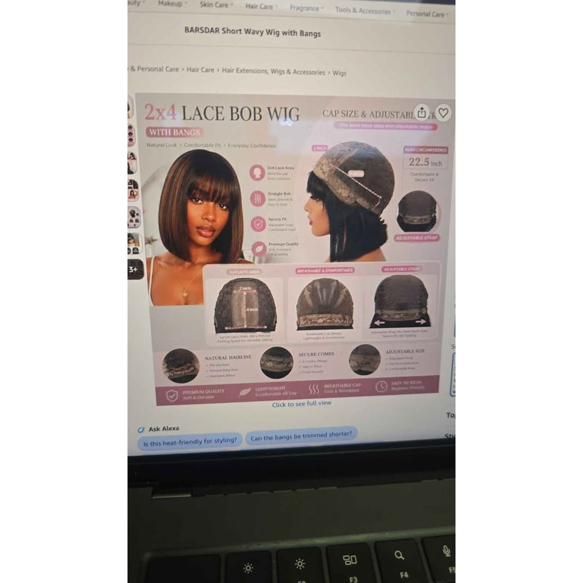 New Adyutrila Highlight Bob Wig Human Hair 10"