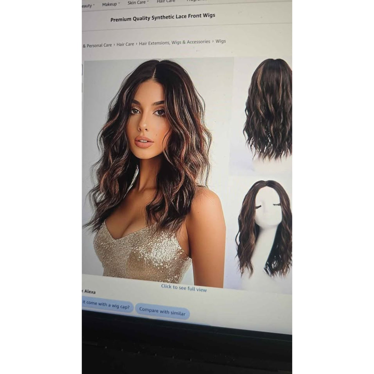 Novastel Ombre Blond Ash Wavy Wig - Human Hair Medium Length 18"
