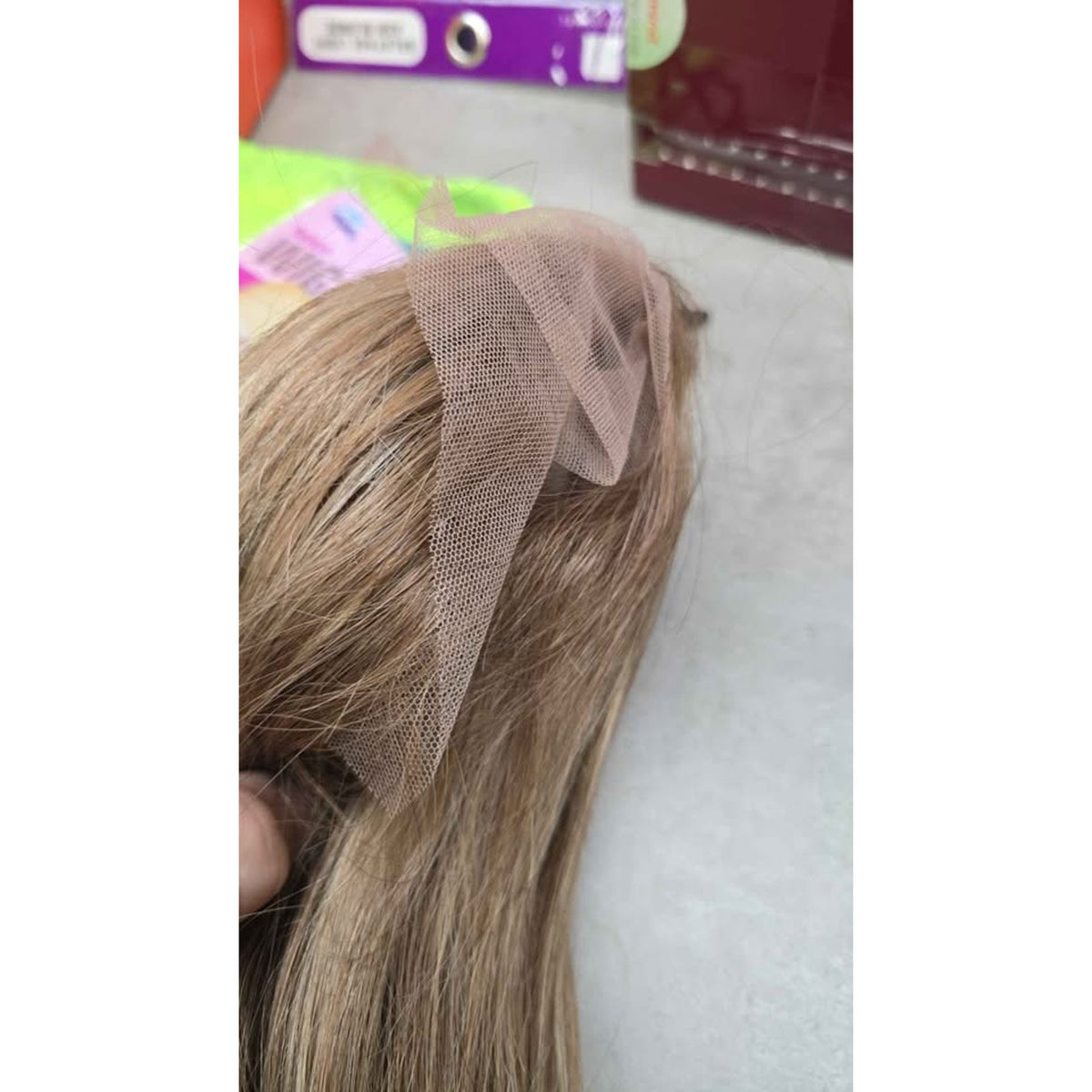 Benafee Highlight Ombre Lace Front Human Hair Chocolate Brown Ashe Blonde 20" 180 Density