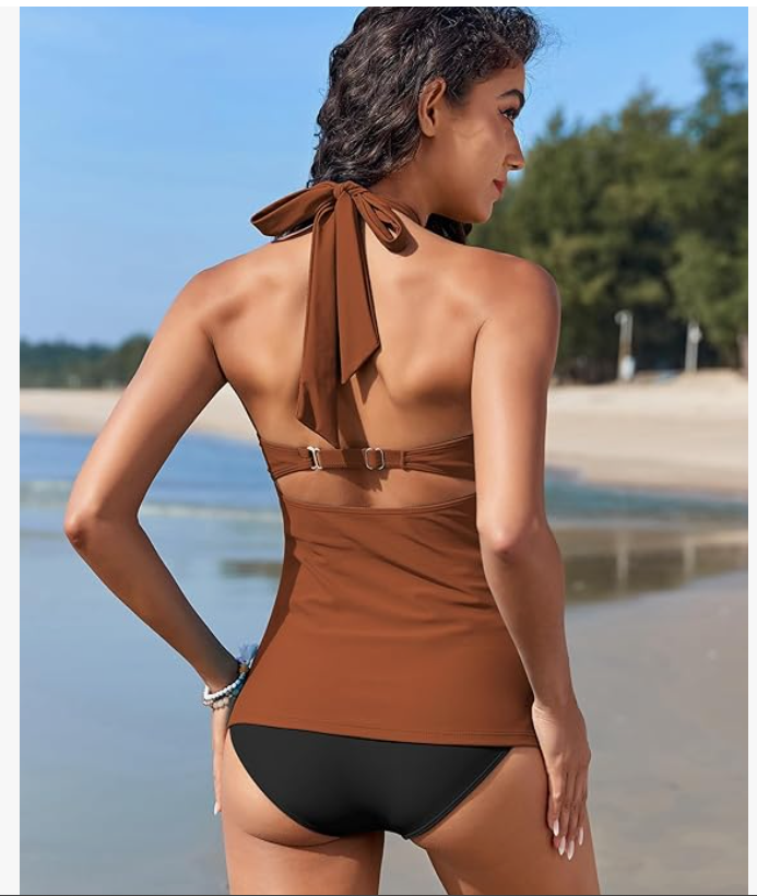 ZAFUL Crisscross Two-Piece Tankini – Brown and Black, XL – NWT