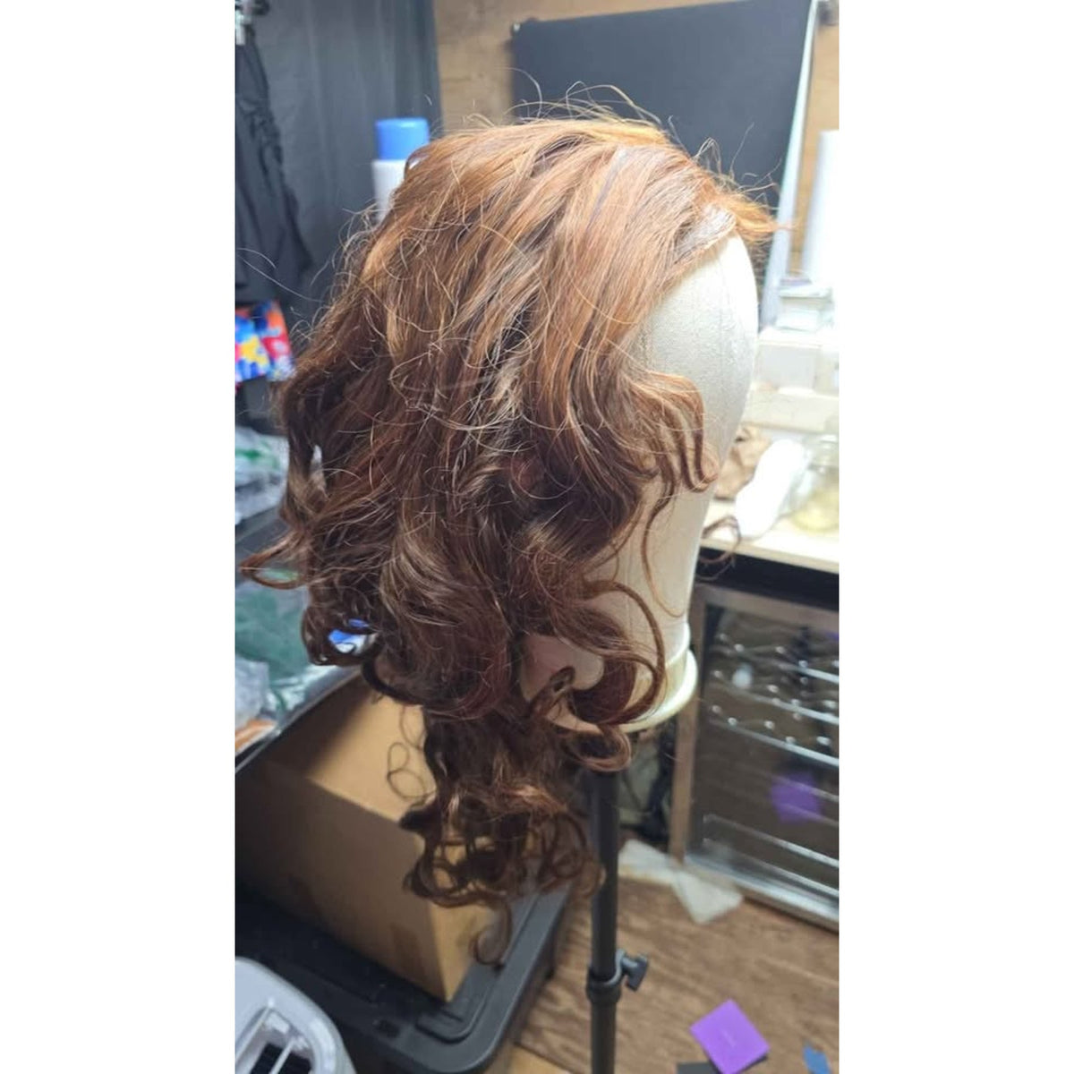 FELEK Ombre Brown Long Synthetic Loose Wave Lace Front Wig 13 x 6 Pre Plucked 24"