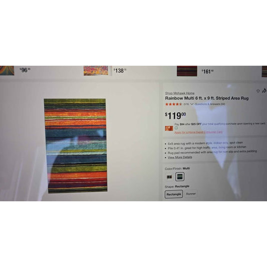 New Mohawk Rainbow Multi 6' x 9' Stripes Area Rug