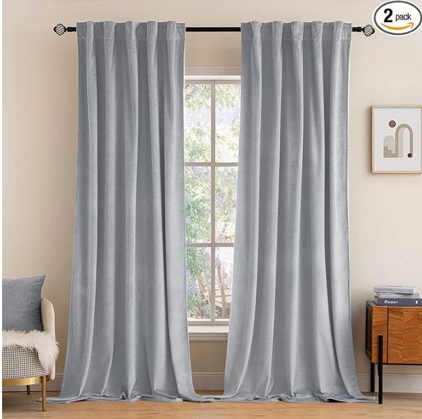 MIULEE Greyish White Velvet Blackout Curtains — 52 × 84 in, 2 Panels
