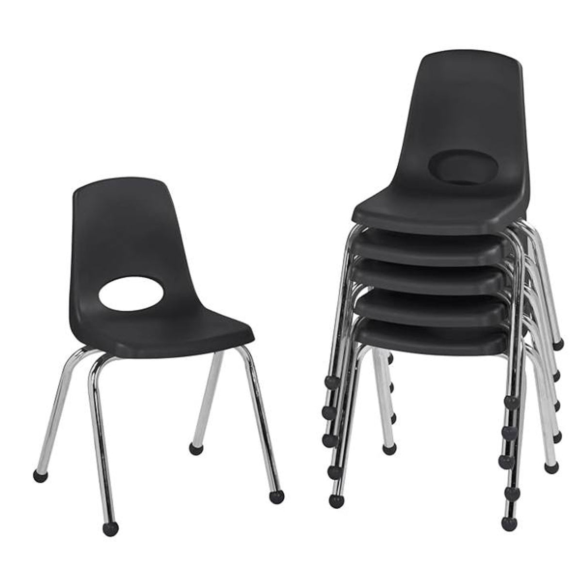 FDP 16" School Stack Chair, Stacking Student Seat with Chromed Steel Legs and Ball Glides