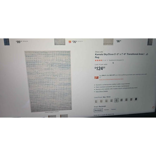 New Loloi Kamala Sky/Dove 5'3" x 7'9" Transitional Area Rug