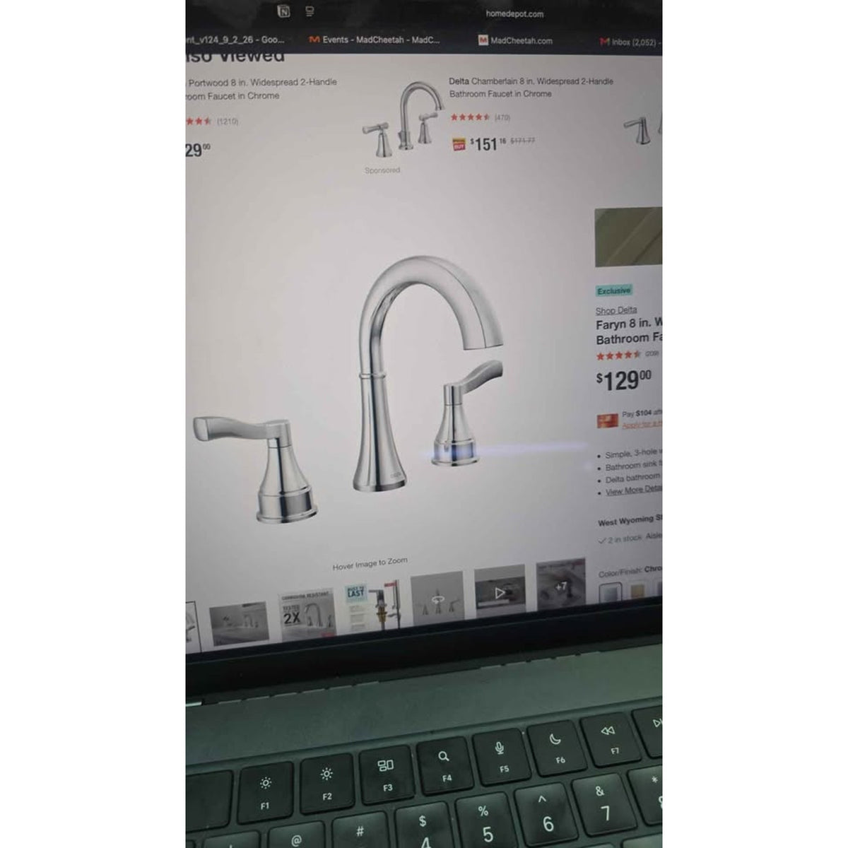 Delta Faryn 8 in. Widespread Double-Handle Bathroom Faucet in Polished Chrome — New