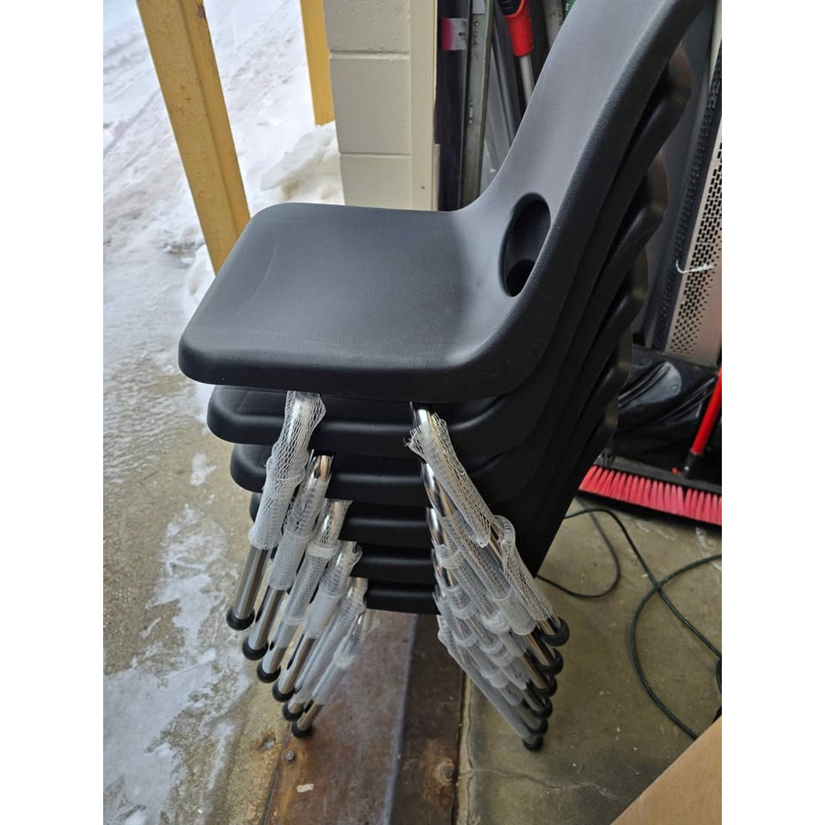 FDP 16" School Stack Chair, Stacking Student Seat with Chromed Steel Legs and Ball Glides