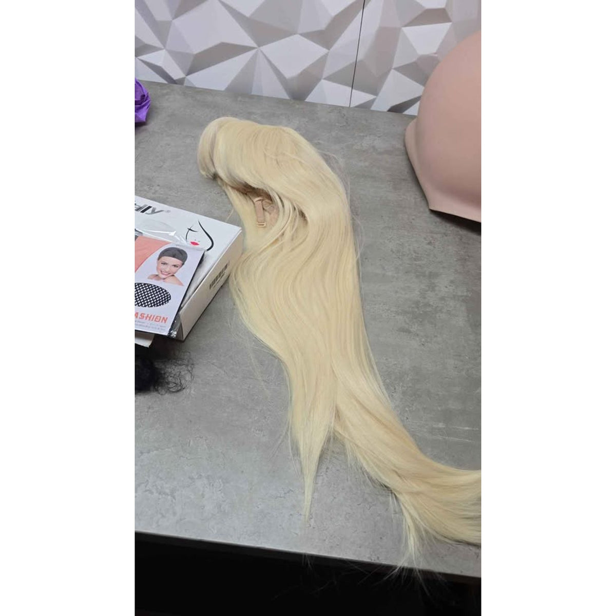 New Morvally 26" Blonde Wig with Bangs