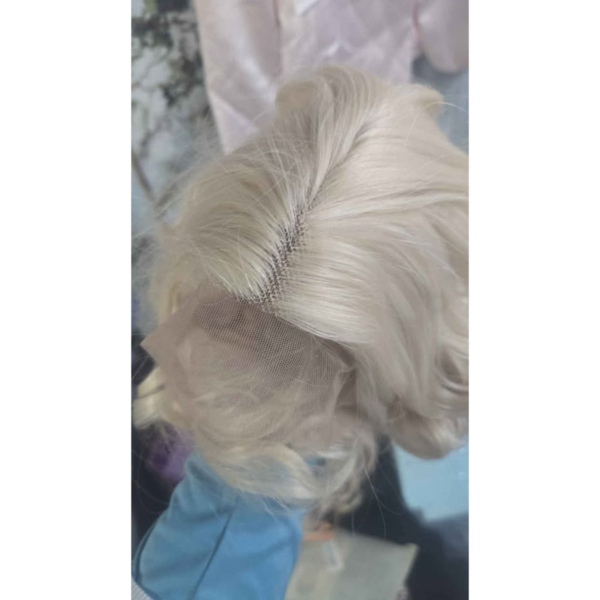 ANOGOL Hair Cap+ 13 * 1 Middle Part Light Blonde Lace Front Wig Synthetic Hair Short Curly Bob