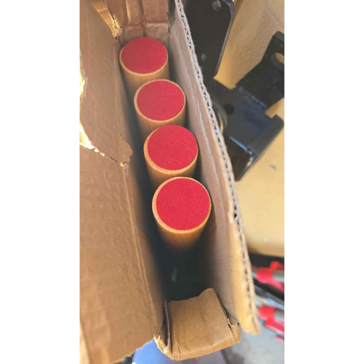 Black desk top with natural wood legs. 39.5" x 19 3/4"