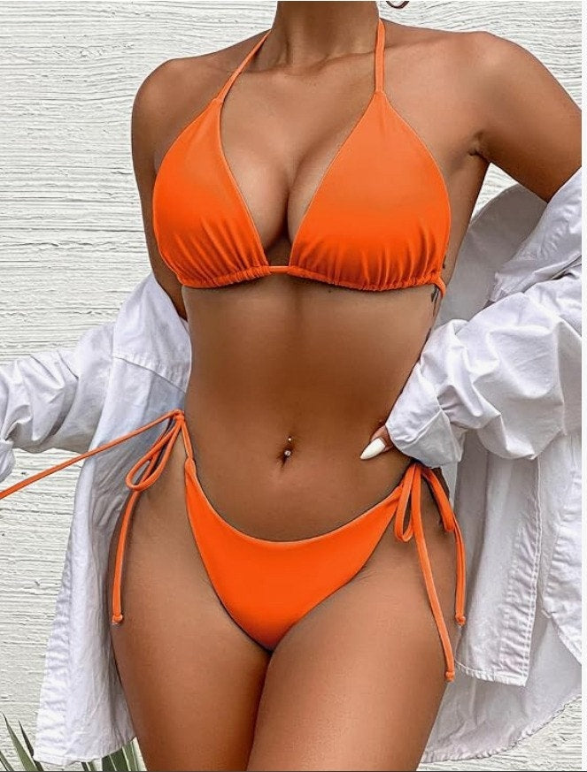 Rajputana Triangle String Bikini Set – Orange, Medium – New