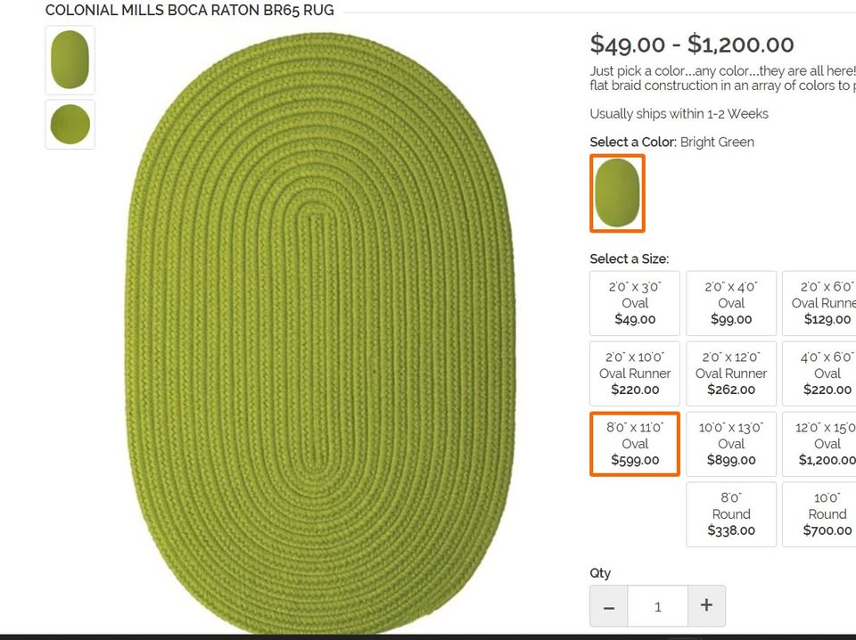 New Area Rug - Colonial Mills Murray - Bright Green 8' x 11'