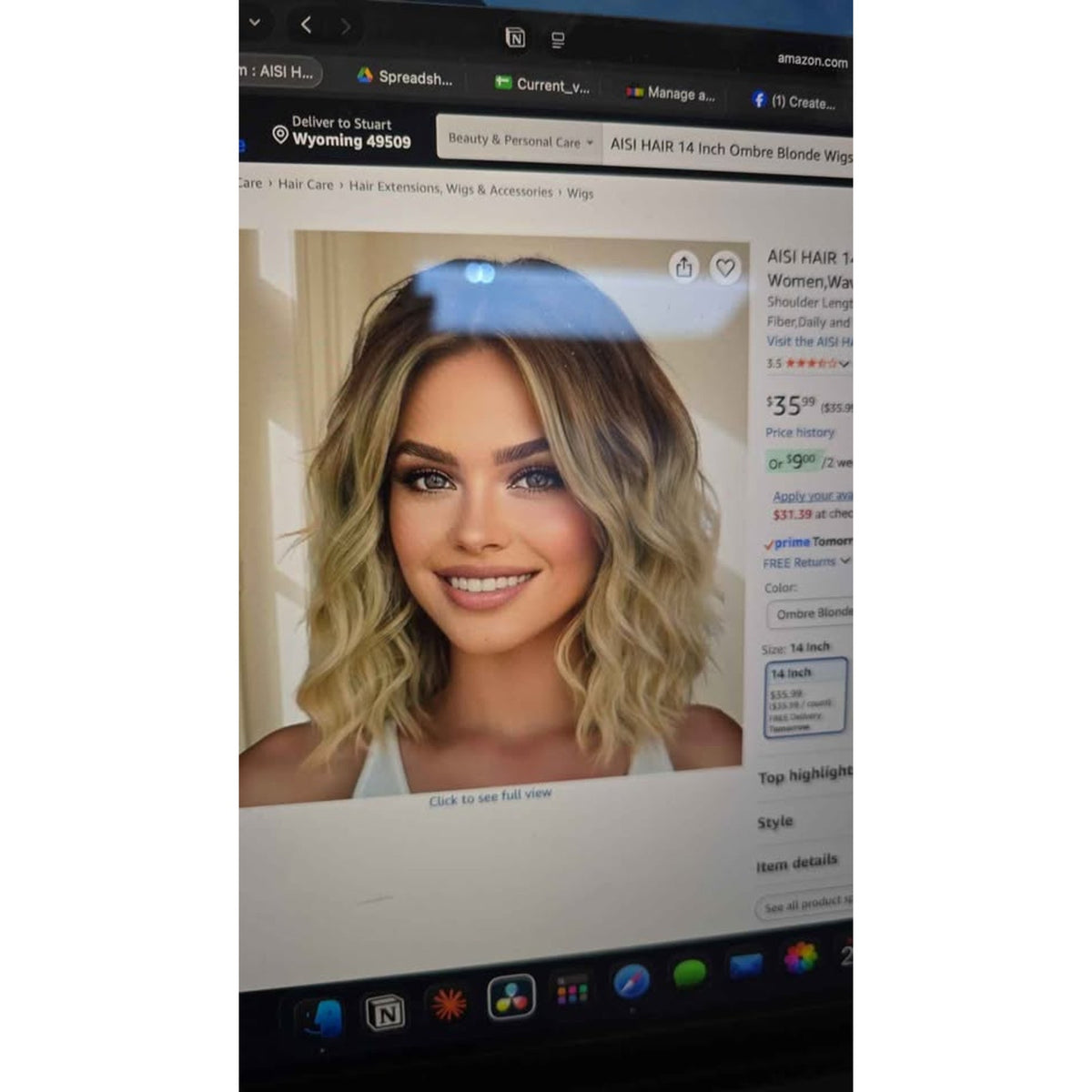 New AISI HAIR 14" Ombre Blonde Wig
