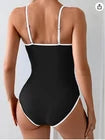 Eomenie Color Block Tummy Control One Piece Swimsuit – Black – Large