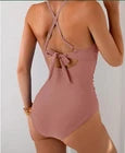 B2prity Cross Front Tie-Back One Piece Swimsuit – Cameo Brown – Small