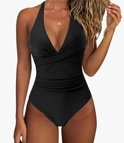 SUUKSESS Halter Push-Up One Piece Monokini – Black – Medium