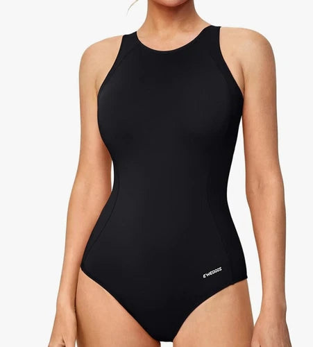 Ewedoos Racerback Athletic One Piece Swimsuit – Black – Large